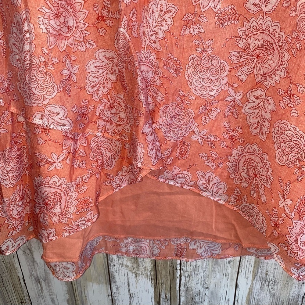 NWT Vince Camuto Coral Pink Floral Boho Ruffle Sleeve Blouse Size Small - Picture 6 of 7